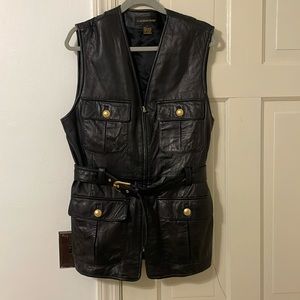 Vintate Classiques Entier Leather Vest - Belted with Gold - Size L